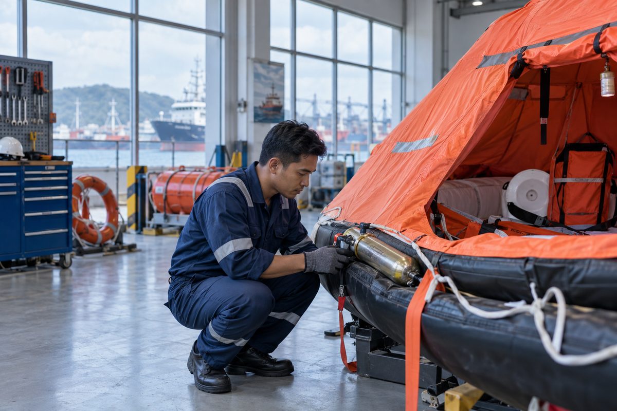 Servis Inflatable Life Raft di workshop